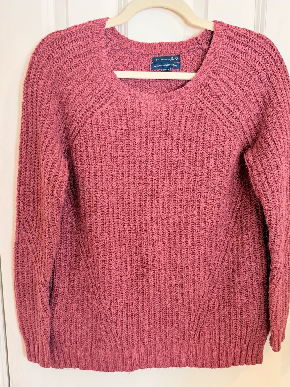 Ribbed Crewneck Sweater - American Eagle Outfitters- Dusty Rose- Small